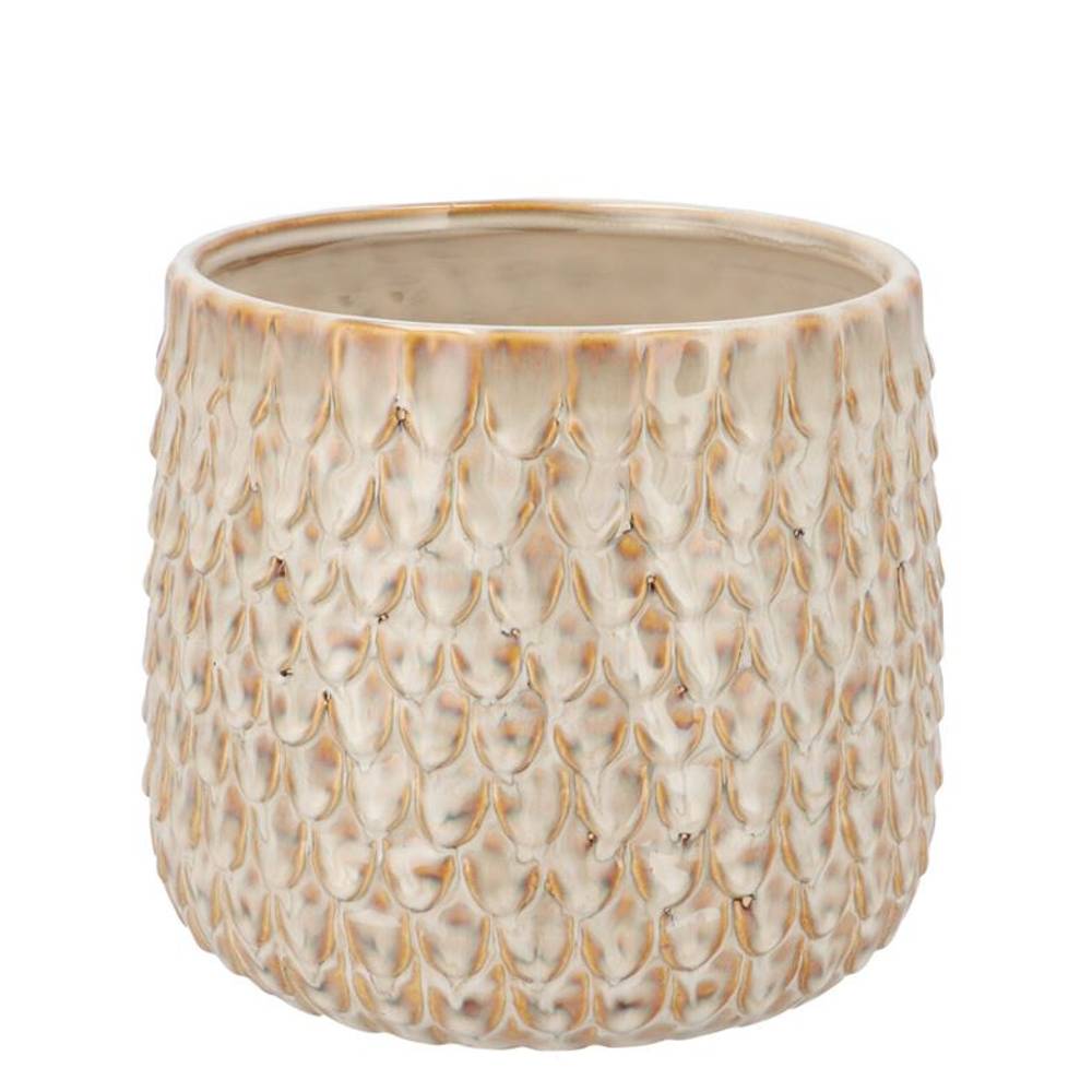 Keramik Übertopf Liv Structure creme 17x17x15cm