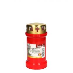 Grabkerze Nr 3 rot mit Deckel 67x133mm
