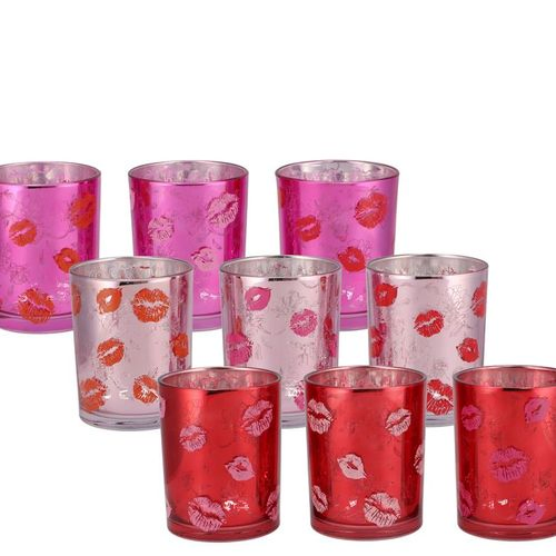 Glas Teelicht Love You mix D07cm H08cm