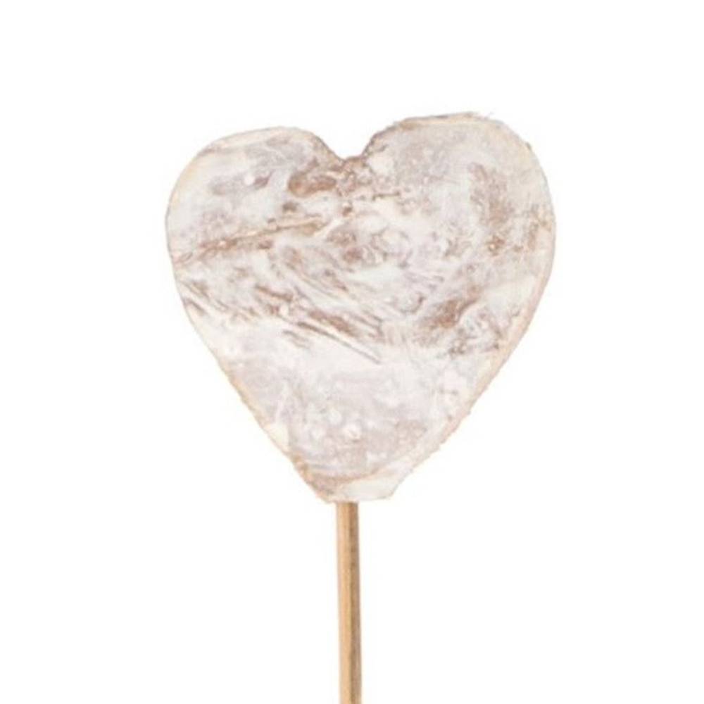 Herz auf Stab Coco weiss H12cm 5.5cm