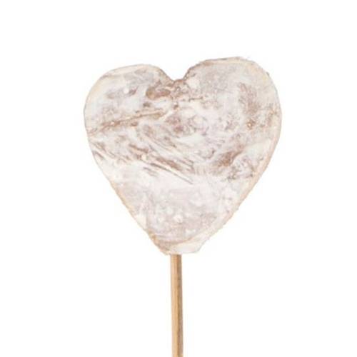 Herz auf Stab Coco weiss H12cm 5.5cm