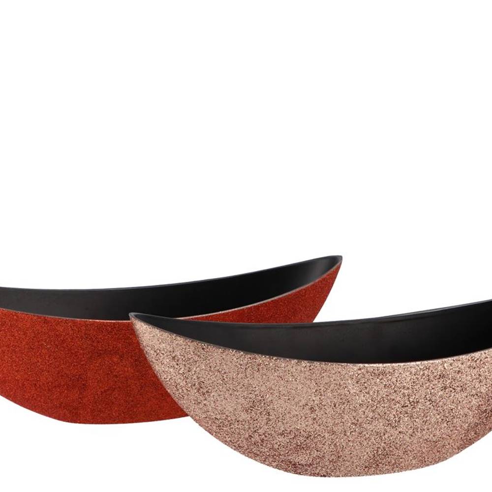 Melamine Schiff rosa kupfer rund 39x12x13cm