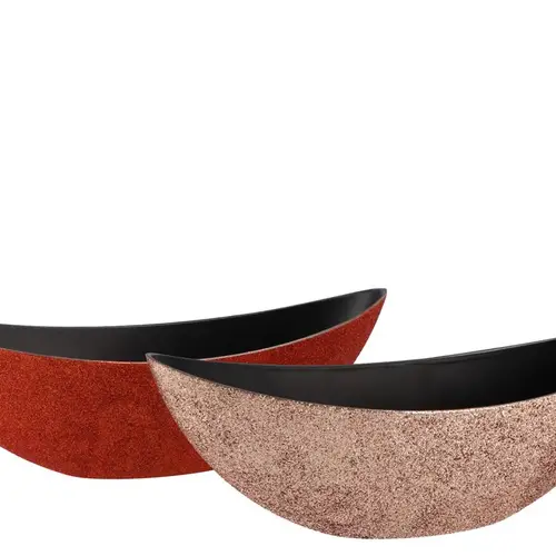 Melamine Schiff rosa kupfer rund 39x12x13cm