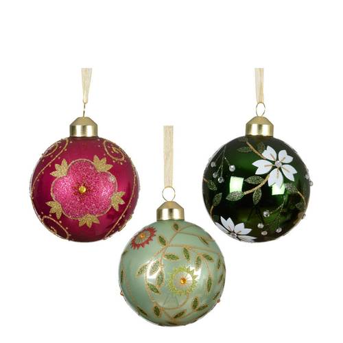 Deko Kugel Blume mix grün D08cm