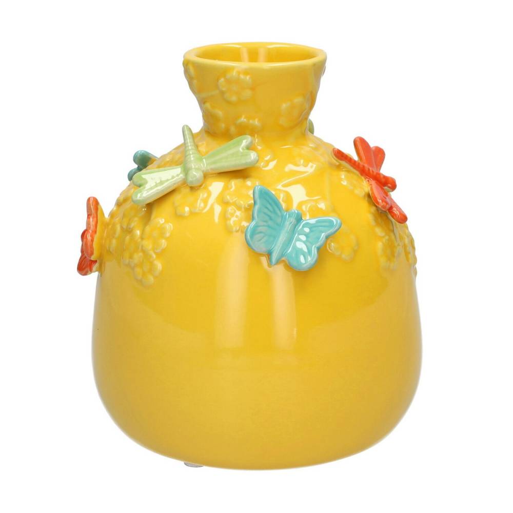 Keramik Vase Dragonfly gelb D05/14cm H16cm