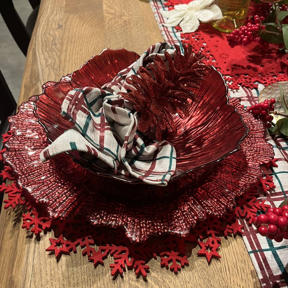 Glas Teller Reyna rot D34cm H03.5cm