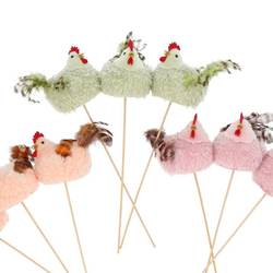 Huhn auf Stab Dreamy mix pastel 13x09x39cm