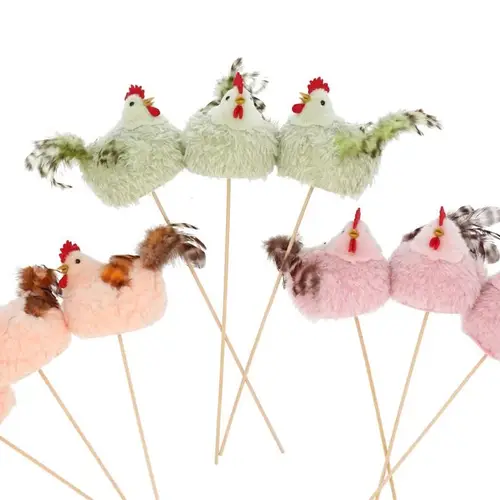 Huhn auf Stab Dreamy mix pastel 13x09x39cm