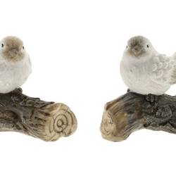 Vögel auf Ast weiss 2/S 13x06x12cm