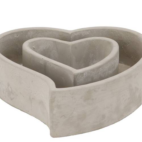 Beton Übertopf Herz grau 22x20.5x05.8cm