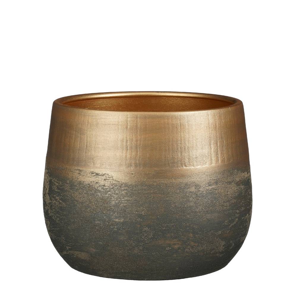 Keramik Übertopf Philip gold D32cm H25.5cm