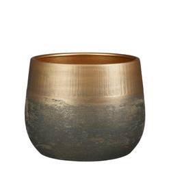 Keramik Übertopf Philip gold D32cm H25.5cm