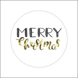 Aufkleber Merry Christmas weiss/gold D04cm x500 