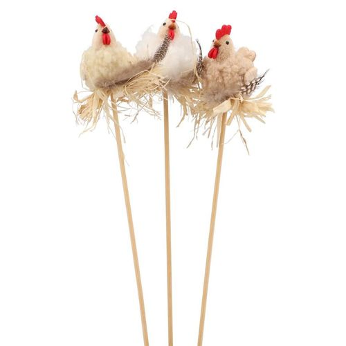 Huhn auf Stab Nest fluffy mix L50cm