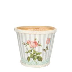 Holz Übertopf Rose Streifen D17cm H15cm