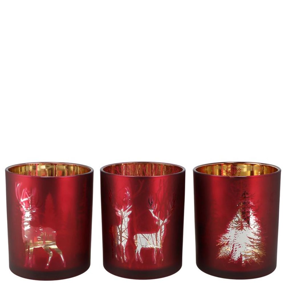 Teelichthalter Jolly rot gold 7x8cm