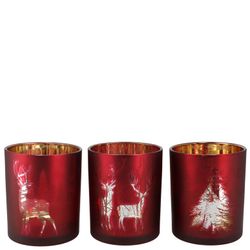 Teelichthalter Jolly rot gold 7x8cm