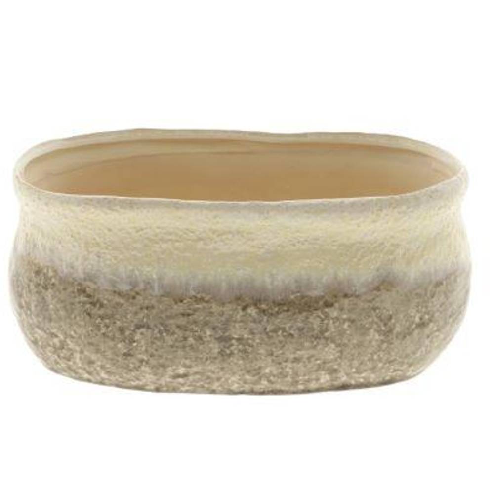 Keramik Übertopf Strand hell braun 28x16.5x12.5cm