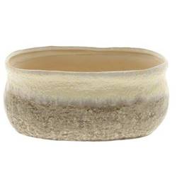 Keramik Übertopf Strand hell braun 28x16.5x12.5cm