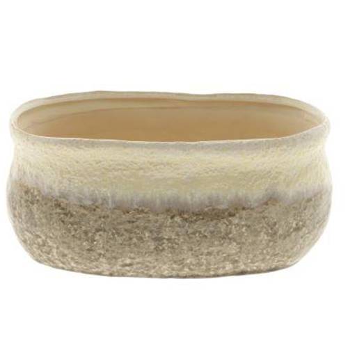 Keramik Übertopf Strand hell braun 28x16.5x12.5cm