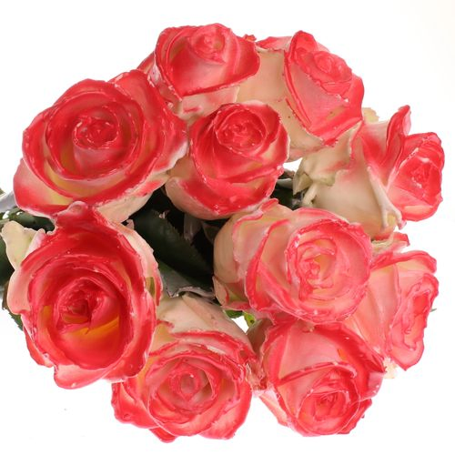 Rose weiss/rot Wachs (W28) 60cm