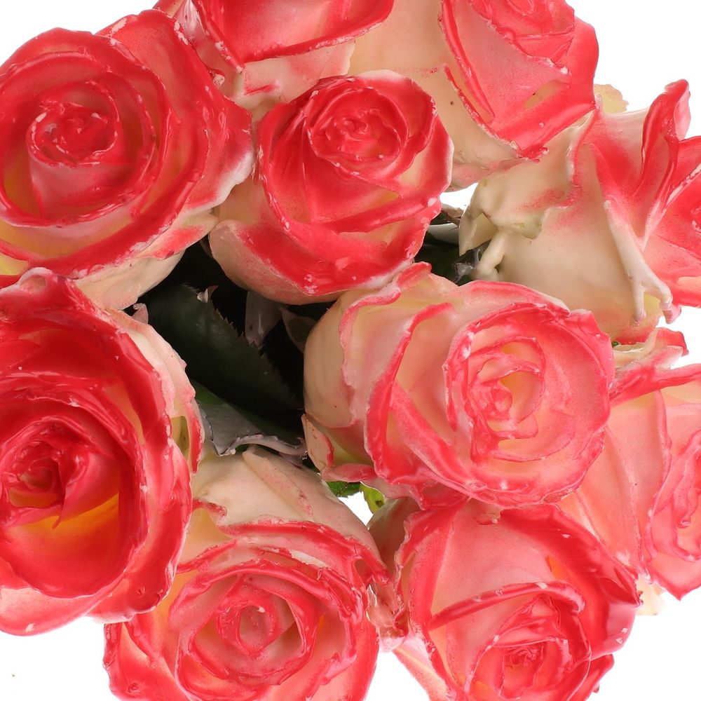Rose weiss/rot Wachs (W28) 60cm