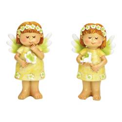 Fee mit Blumendekor aus Poly gelb 05x09x03cm