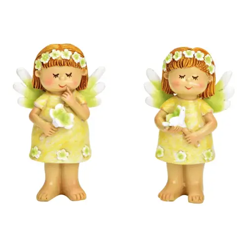Fee mit Blumendekor aus Poly gelb 05x09x03cm