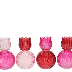 Glas Teelicht Dutch rosa mix 11x17cm