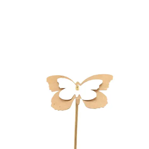Schmetterling Kraft auf Stab weiss L12cm D07cm