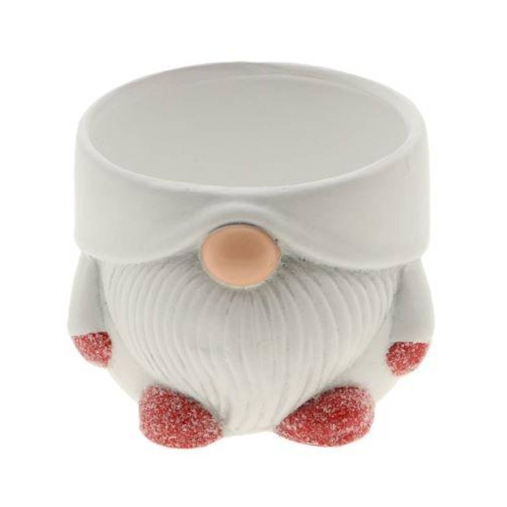 Keramik Übertopf Gnom weiss D11cm H08.5cm