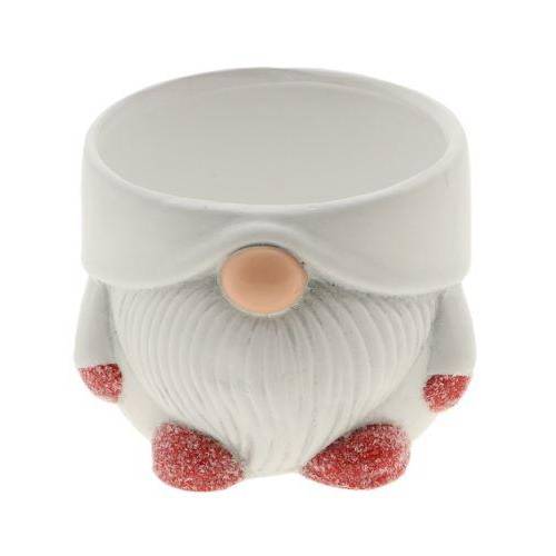 Keramik Übertopf Gnom weiss D11cm H08.5cm