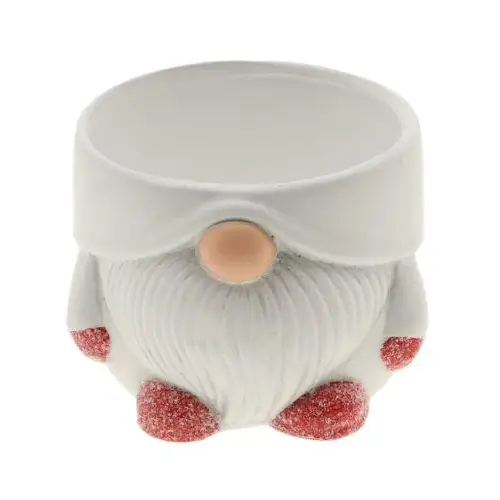 Keramik Übertopf Gnom weiss D11cm H08.5cm