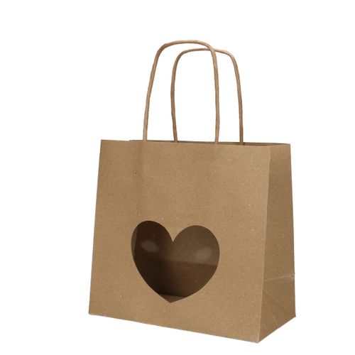 Tasche Herz Fenster natur 16x14cm