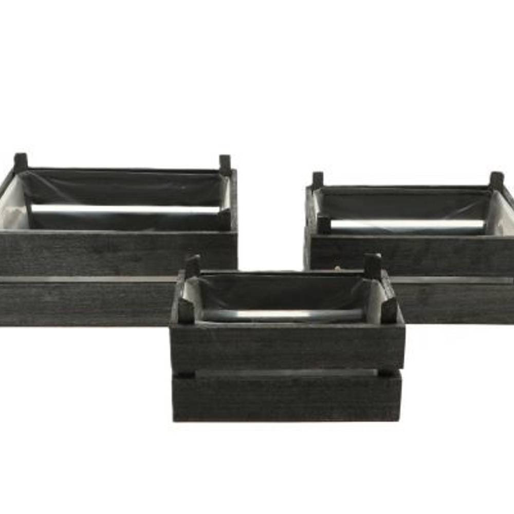Holzkist 3/Set Yara dunkel grau 29.5x21x14cm