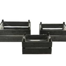 Holzkist 3/Set Yara dunkel grau 29.5x21x14cm