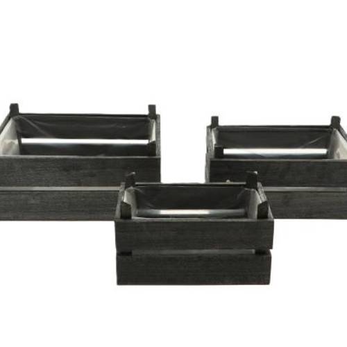 Holzkist 3/Set Yara dunkel grau 29.5x21x14cm