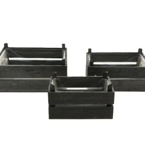Holzkist 3/Set Yara dunkel grau 29.5x21x14cm