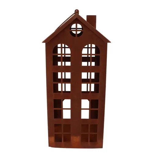 Deko Teelichthalter Haus Rost D28cm H62cm