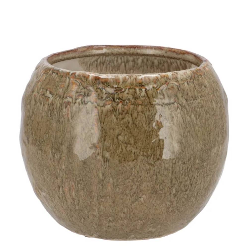 Keramik Übertopf Iron Stone sand 18x18x14cm