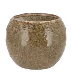 Keramik Übertopf Iron Stone sand 18x18x14cm