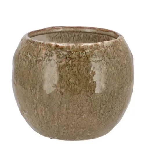 Keramik Übertopf Iron Stone sand 18x18x14cm