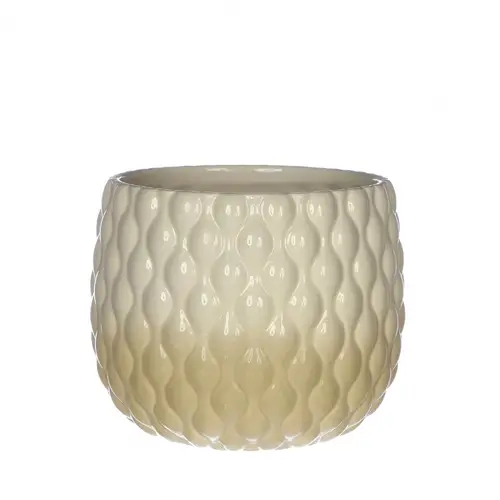 Keramik Übertopf Bubbles creme D16.5cm H13.5cm