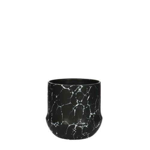 Keramik Übertopf Marble schwarz D10cm H10cm
