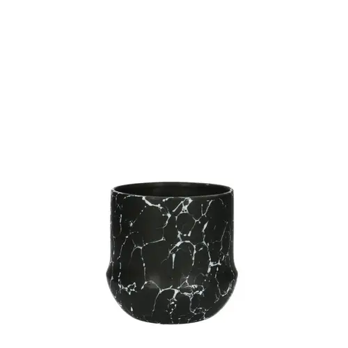 Keramik Übertopf Marble schwarz D10cm H10cm