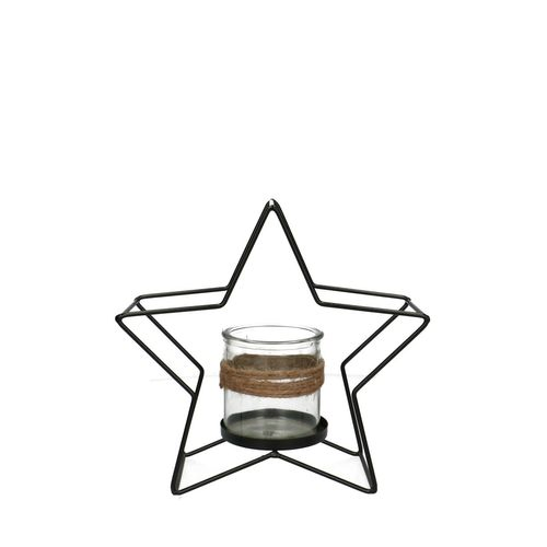 Teelichthalter Stern Glas D08cm H8cm