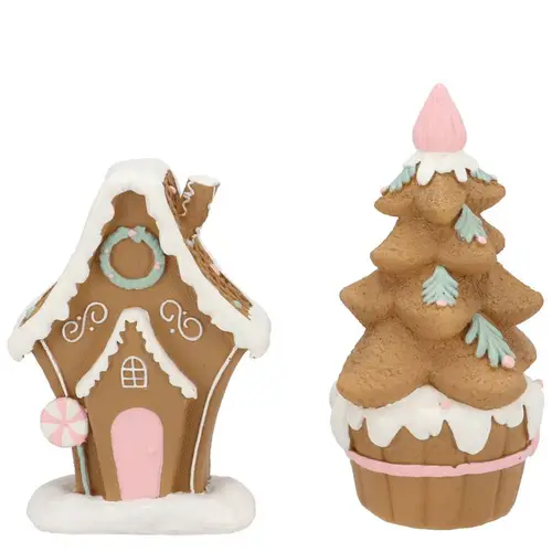 Deko Lebkuchen Haus+Baum 10x5x14cm