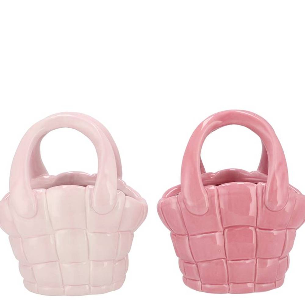 Keramik Vase Happy Tasche rosa mix 19x12x22cm