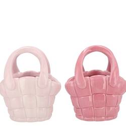 Keramik Vase Happy Tasche rosa mix 19x12x22cm