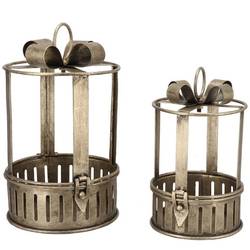 Laterne Kaya gold Schleife 2/Set 15x26/12x21cm